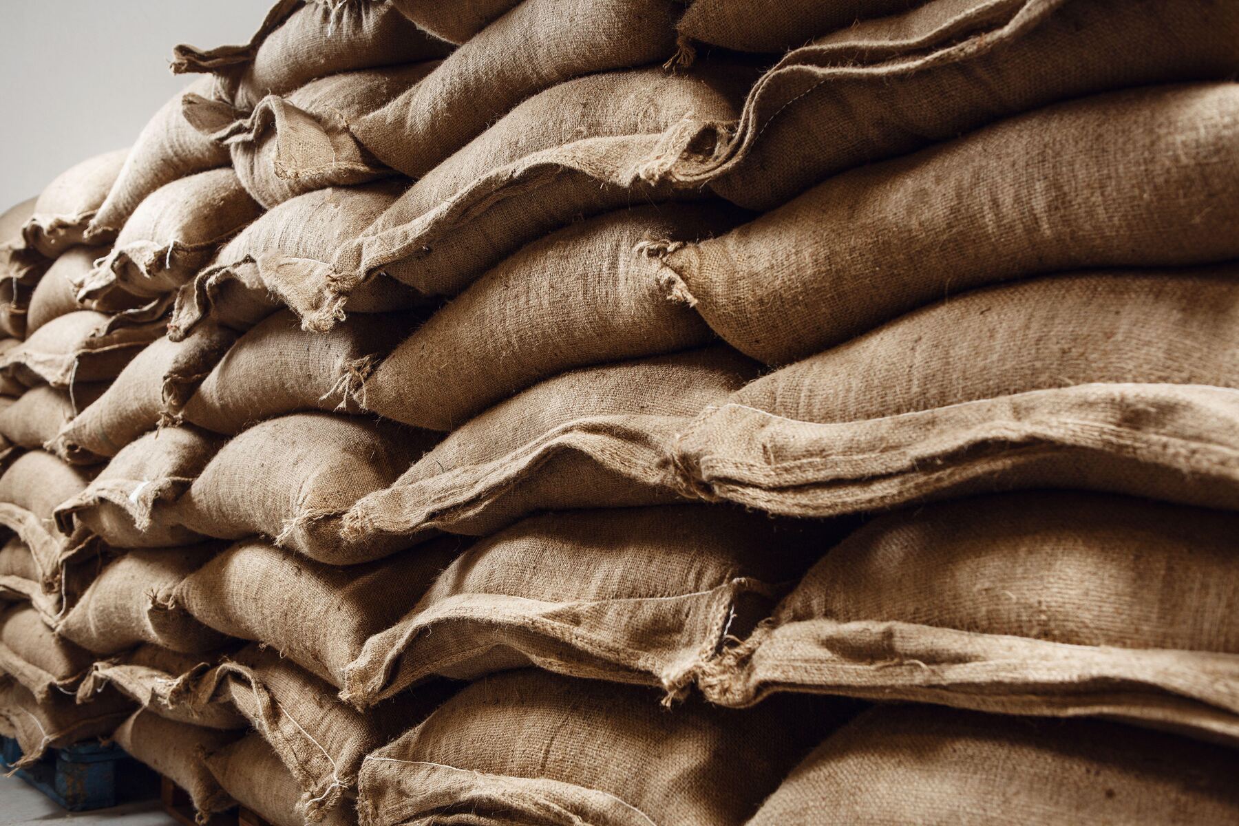 Burlap kahve çuvalları